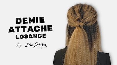 Coupe de cheveux demie attache losange par Eric Stipa sur la plateforme spécialisée des coiffeurs HairPrime