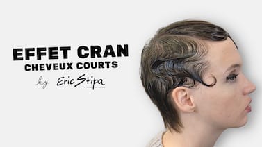 Coupe de cheveux effet cran cheveux courts par Eric Stipa sur la plateforme spécialisée des coiffeurs HairPrime